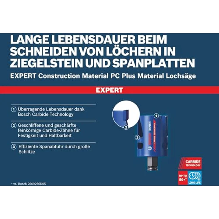 Bosch 15x EXPERT Construction Material PC Plus Universal Lochsäge-Set, für Weichholz und Grobspanplatte, Ø 20-76 mm, hohe Lebensdauer dank Bosch Carbide Technology – Bild 4