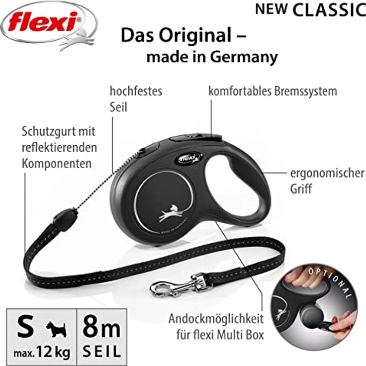 Flexi Hundeleine New Classic S Länge: 8 m, schwarz – Bild 3
