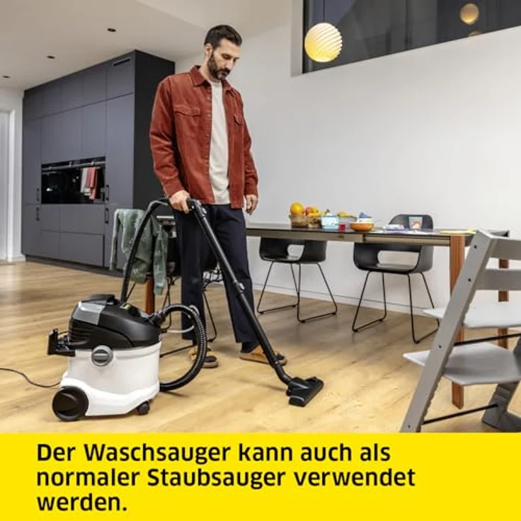 Kärcher Waschsauger SE 6 Signature Line, 2-in-1-Sprühsaugschlauch, Frischwassertank: 4 l, Schmutzwassertank: 4 l, Waschbodendüse mit Hartbodenaufsatz, Waschpolsterdüse, Boden-, Polster- und Fugendüse – Bild 4