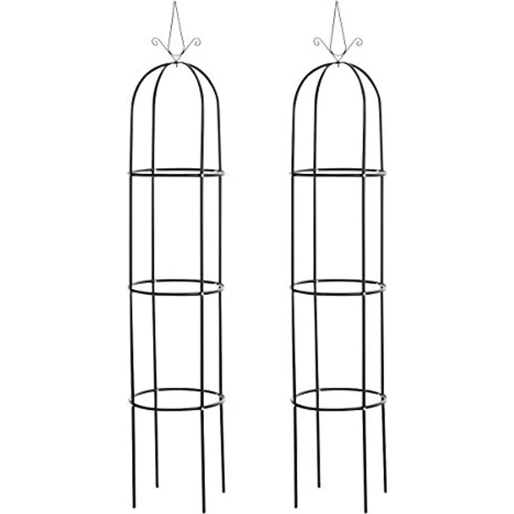 CLP Rosensäule Romantika V2 aus Metall | Witterungsbeständige freistehende Ranksäule | Durchmesser: 38 cm | Höhe: 190 cm, Farbe:schwarz, Größe:2er Set