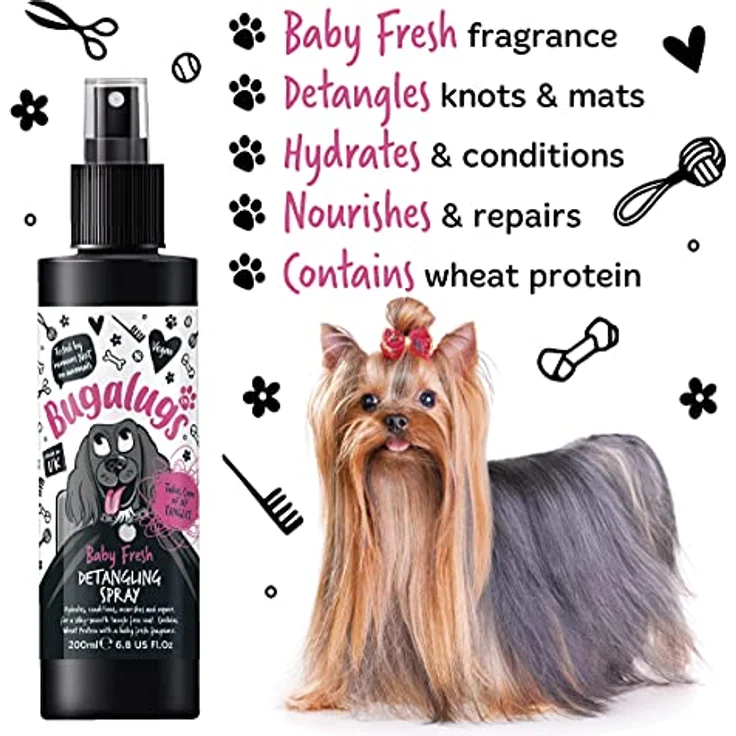 Bugalugs Fellentwirrer Entwirrungsspray, 200 ml, pH-ausgeglichen, mit Weizenprotein, verschiedene Düfte – Bild 4