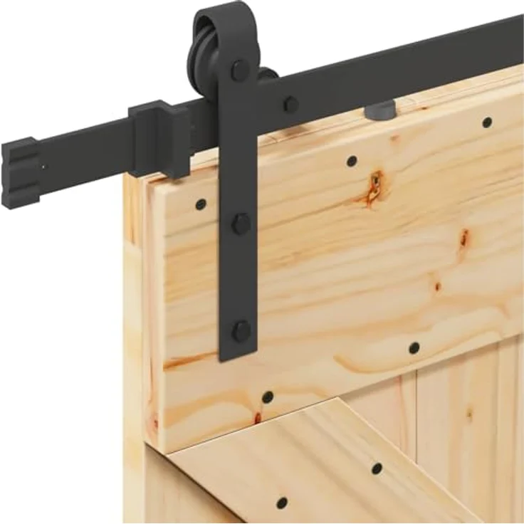 vidaXL Schiebetür NARVIK 80 x 210 cm, Kiefernholz mit pulverbeschichtetem Stahl, Natürlich und Schwarz – Bild 5