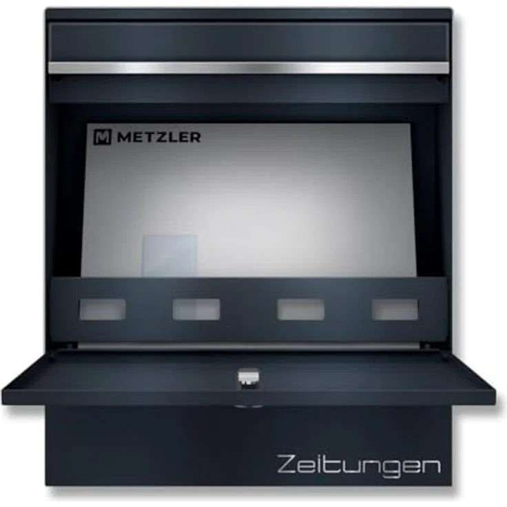 Metzler XXL Briefkasten mit Zeitungsfach in Anthrazit RAL 7016 aus massivem Stahl mit austauschbarem Namensschild, Wandmontage, Wandbriefkasten, Postkasten, 390 x 343 x 116 mm - BK212, Metzler - Wandbriefkasten aus Stahl in Anthrazit mit Zeitungsfach – Bild 3