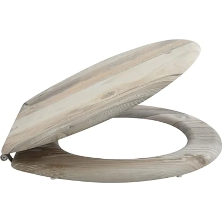 MSV WC-Sitz Ombo, MDF Toilettensitz mit Edelstahl-Scharnieren, 42,5 cm x 36,5 cm x 5 cm, beige, hygienische und feuchtigkeitsbeständige Oberfläche – Bild 3