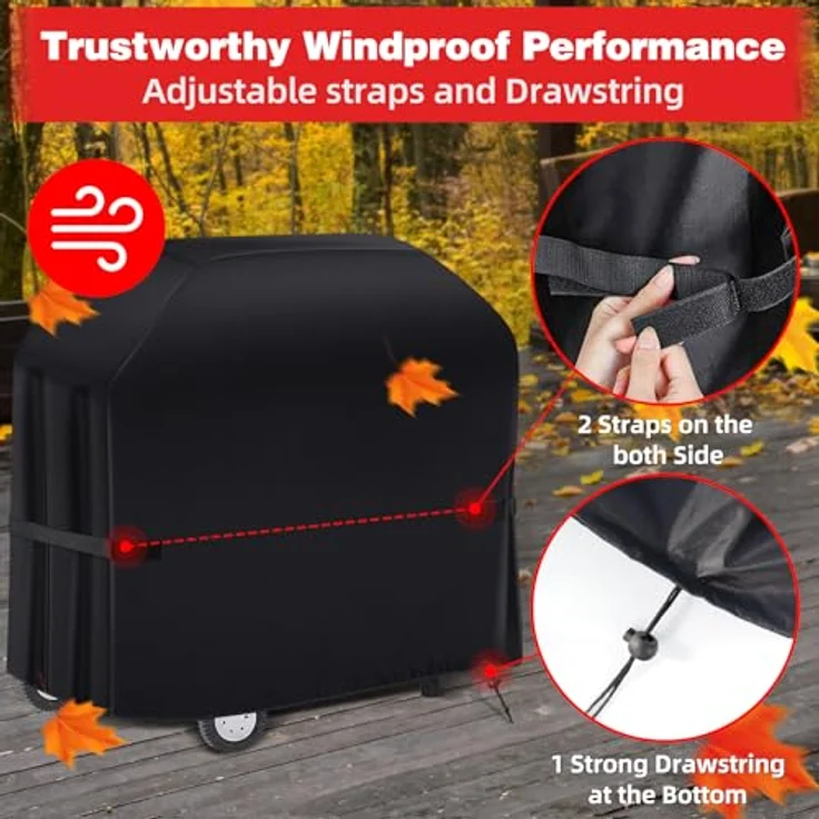 SPGOOD Grillabdeckung 420D Oxford-Stoff, Wetterfest und Wasserdicht, Staubdicht, Universelle Größe 147 x 61 x 122 cm, Reißfest mit Aufbewahrungstasche – Bild 5