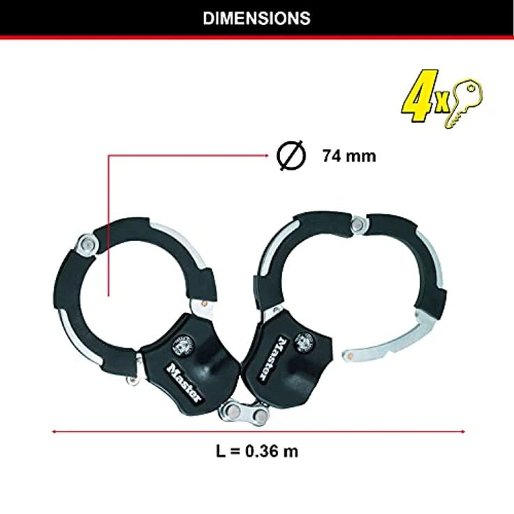 Master Lock Street Cuff mit Schlüssel Kurz 8200EURDPRO – Bild 6