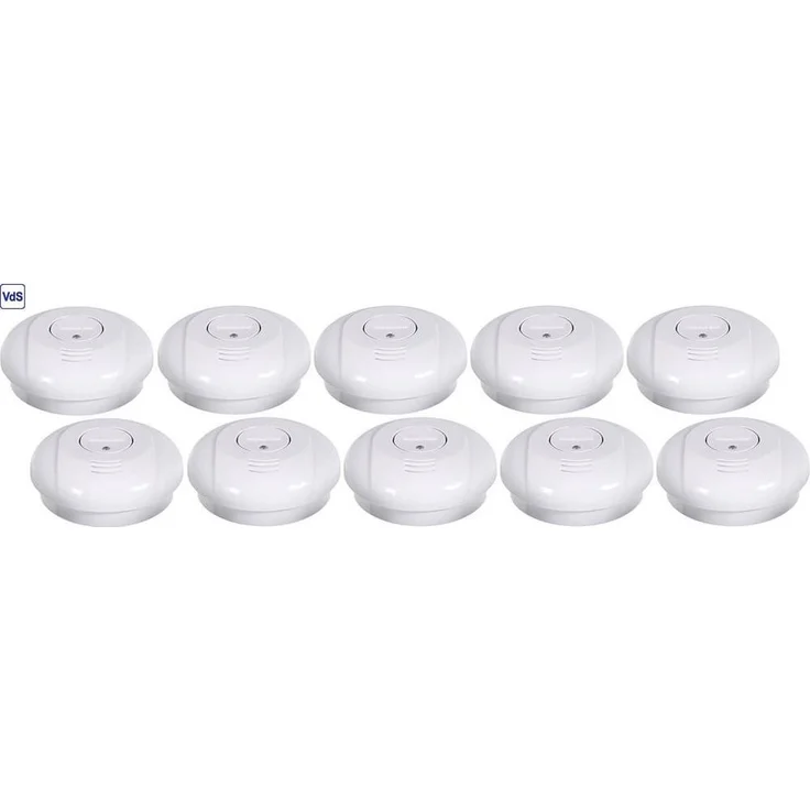 CORDES CC-5/evo10 Rauchwarnmelder, VdS zertifiziert mit 10-Jahres-Batterie und automatischem Selbsttest, 10er Set