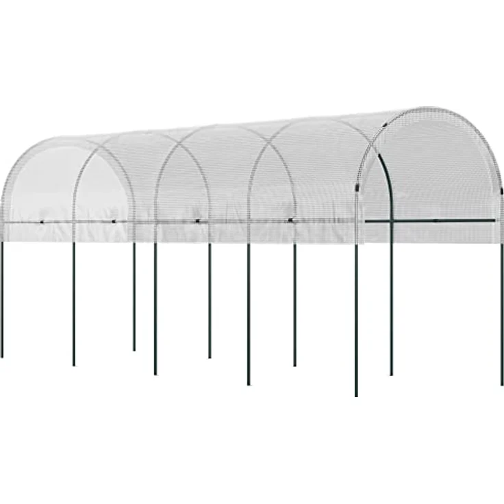 Outsunny Tomatengewächshaus, Winddichtes Foliengewächshaus, Tomatenhaus zur Anzucht, Tomatendach, Gewächshaus für Garten, Balkon, Stahl, PE, Weiß, 4 x 1,2 x 1,7m - Preisvergleich – Bild 1