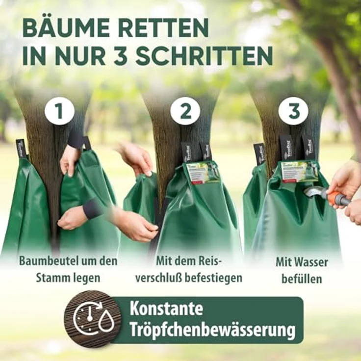treebag TreeBag Wassersack für Bäume 2 x 75L – UV-stabiler PVC Baumbewässerungssack mit flexibler Anwendung – Effektive Tropfbewässerung für Garten & Stadtgrün – Bild 4