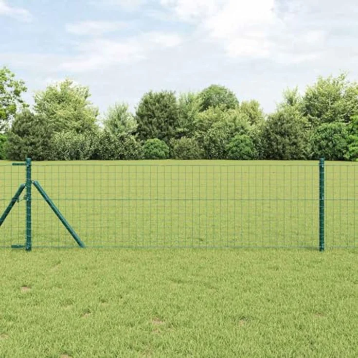 vidaXL Eurozaun Grün 0,8 x 10 m, PVC-beschichtetes Eisen für Gartengrenzen – Bild 3