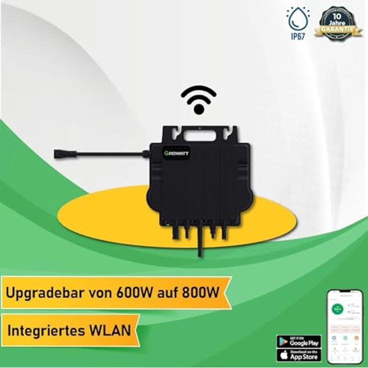 EPP.Solar® Growatt NEO Wechselrichter 800M-X | PV WIFI Wechselrichter für Balkonkraftwerk, hohe Effizienz bis zu 97,3%, unterstützt PV-Kapazitäten von 320W bis 540W+, integriertes WiFi und AC-seitiger SPD – Bild 2