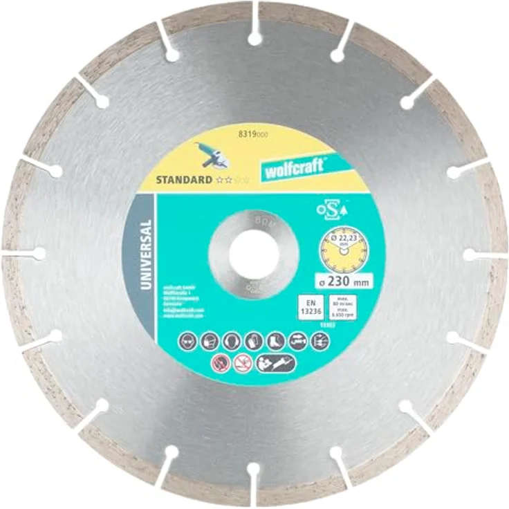 wolfcraft Diamant-Trennscheibe SOLID UNIVERSAL I 8319000 für Mauerwerk Ø 230mm 7mm – Bild 1