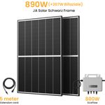 EcoFlow 800W Balkonkraftwerk Set, Wechselrichter mit 800W und Jasolar Bifaziale 445W Black Frame Solarmodule, 2 Stück