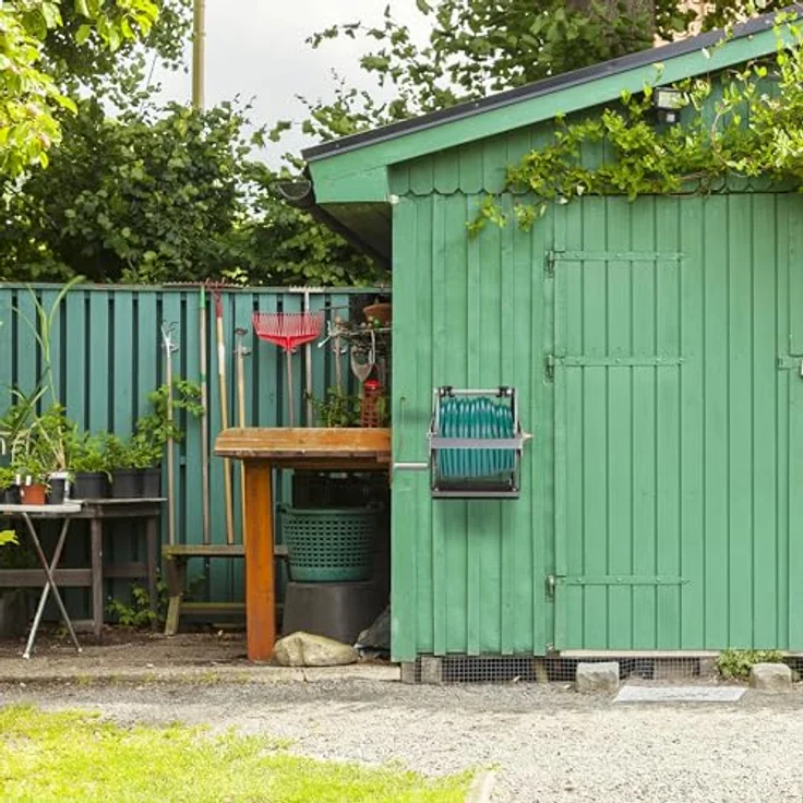 relaxdays Schlauchtrommel Edelstahl, ordentliche Aufbewahrung, knickfreier Gartenschlauch, silber – Bild 5