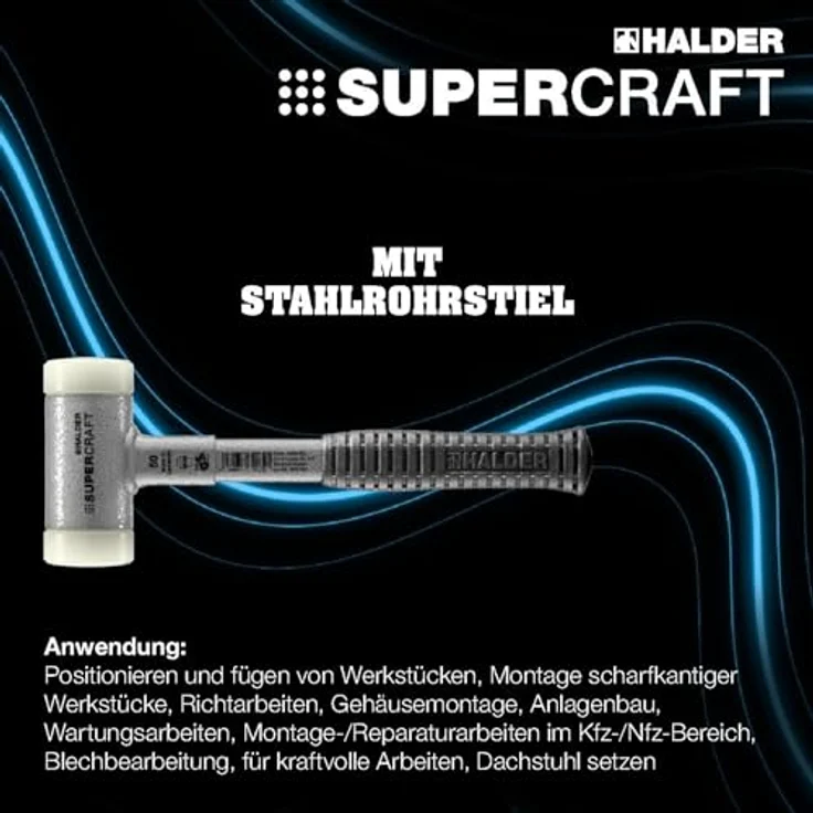 SUPERCRAFT-Schonhämmer, mit bruchsicherem Stahlrohrstiel und ergonomisch geformtem, rutschsicherem Griff | Ø=40 mm | 3377.040 – Bild 4