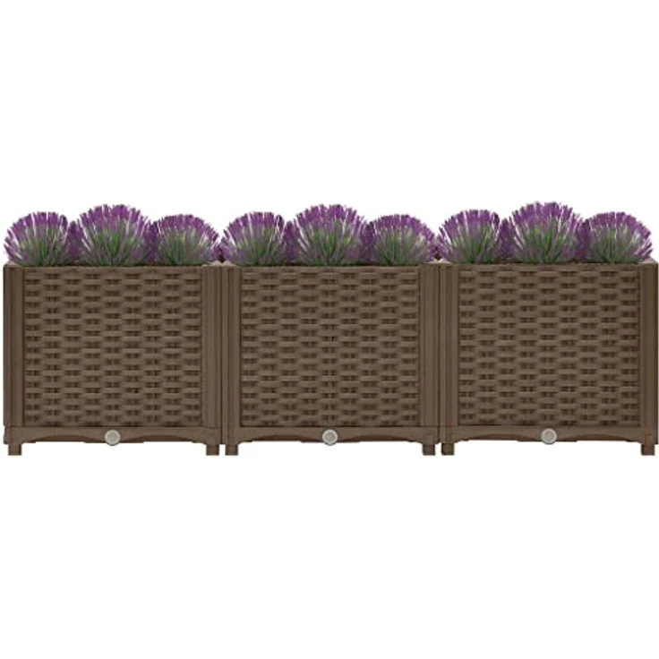 vidaXL Hochbeet 120x40x38 cm Polypropylen braun – Bild 3