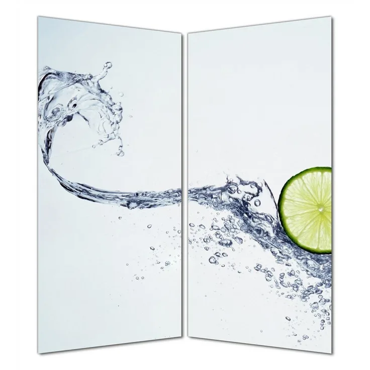 Wallario Duschrückwand Limettenscheibe in spritzigem Wasser, (2-tlg)