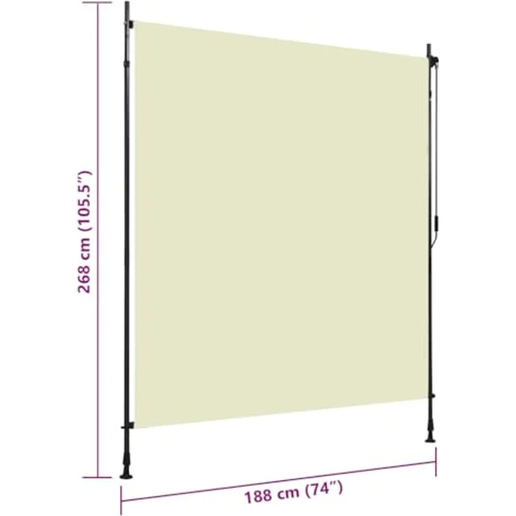 vidaXL Außenrollo 200 x 270 cm Creme, Senkrechtmarkise mit Handkurbel-Längenverstellung und UV-Schutz – Bild 3