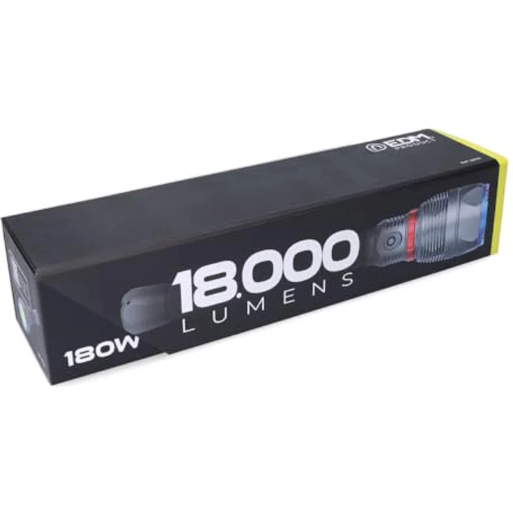 EDM Taschenlampe LED 36170, 180 W, 18.000 Lumen, IP67, wiederaufladbare 15.000 mAh Batterie, Power Bank-Funktion, Aluminiumgehäuse – Bild 5