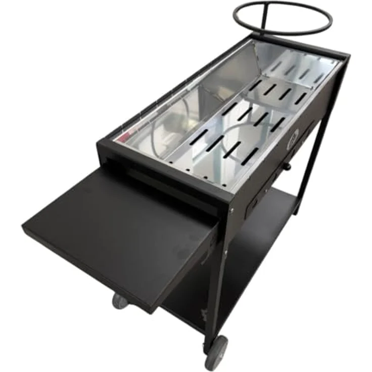 GOROCH Mangal Batyr 80, Schaschlikgrill aus 2mm Stahl mit Ablage und Topfhalter, kombinierbar mit Kazan, 80x33 cm Grillfläche – Bild 5