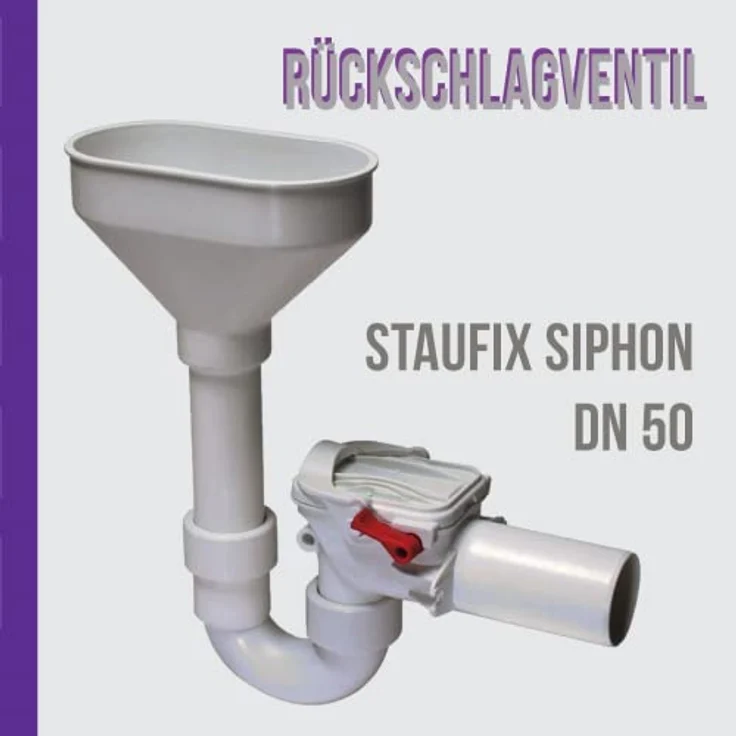 KESSEL 73053 Rückstaudoppelverschluss Staufix Siphon DN 50, handverriegelbar, Kunststoff mit Wandbefestigung – Bild 3