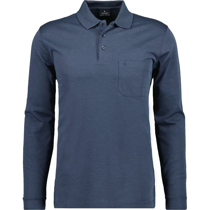 RAGMAN Langarm-Poloshirt, Pima-Baumwolle, Polyester, Logo-Stickerei - Farbe: verschiedene