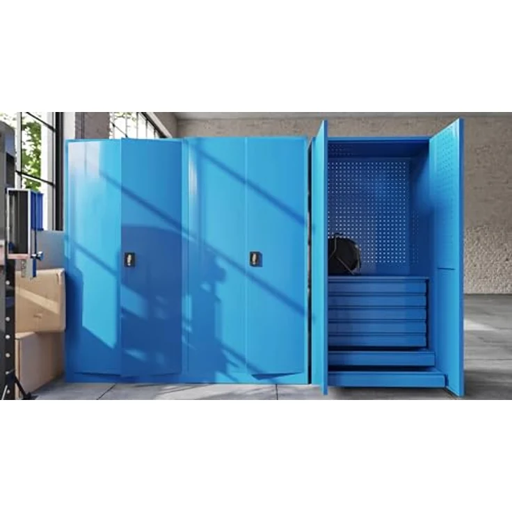 Jan Nowak Werkzeugschrank Darek, Metall mit 7 ausziehbaren Schubladen, 185 x 92 x 50 cm, Blau – Bild 7