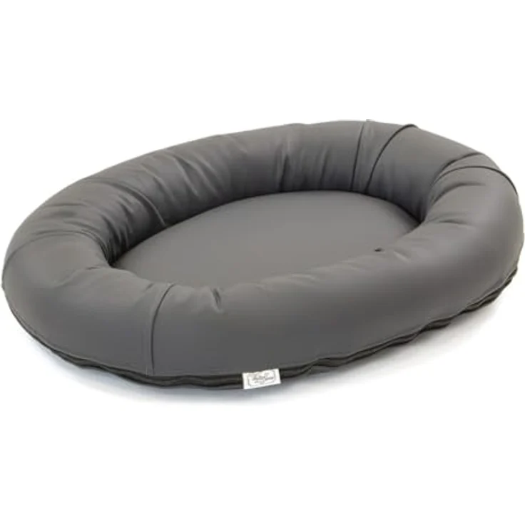 Wallace & Jones Hundebett Bolton - orthopädisch rund aus Kunstleder, dunkelgrau - 63 x 50 cm – Bild 5