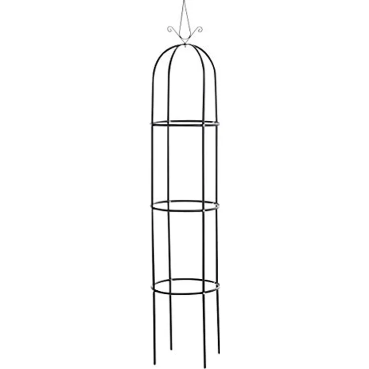 CLP Rosensäule Romantika V2 aus Metall | Witterungsbeständige freistehende Ranksäule | Durchmesser: 38 cm | Höhe: 190 cm, Farbe:schwarz, Größe:1 Stück