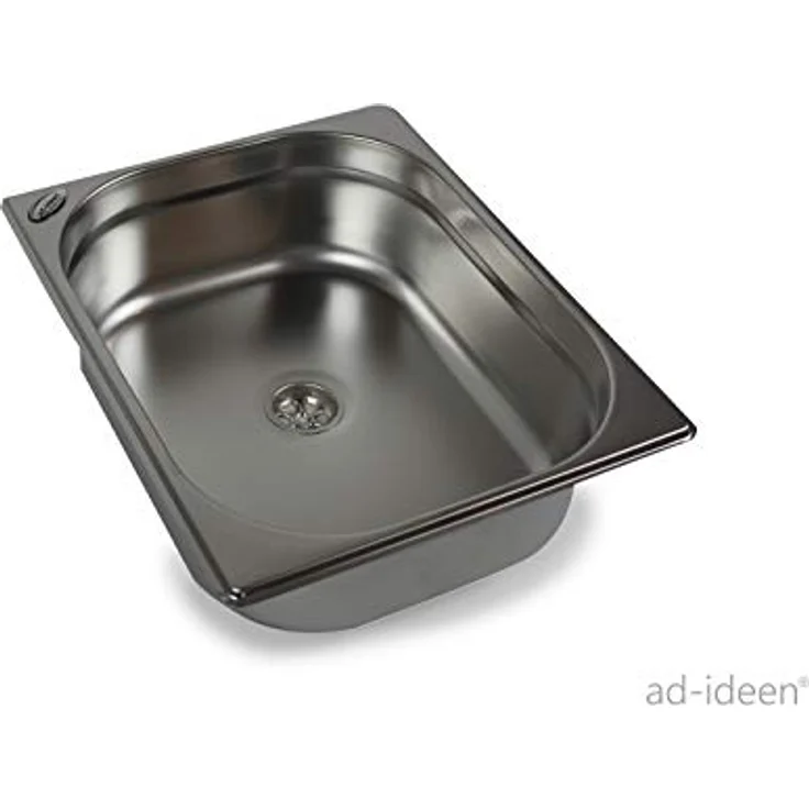 ad-ideen Waschbecken 12V Camping Spüle Technikset Bausatz, Edelstahl, 325x265x100mm für Wohnmobil und Marktstand – Bild 2