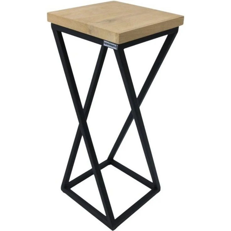 holz4home® Blumenständer Blumenständer, X-Streben - Eiche hellgrau/Schwarz, Loft-/Industrial-Style – Bild 1