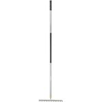 Fiskars Rechen mit 14 Zinken, Ergonomic, Gehärtete Borstahlzinken, Aluminiumstiel, Länge 154 cm, Farbe Schwarz/Grau, 1077113