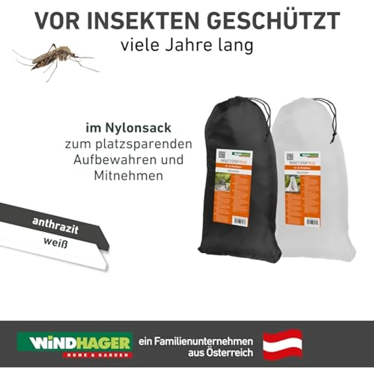 Windhager Moskitonetz 2,5 x 12,5 m weiß, UV-stabilisiert und waschbar bis 30° – Bild 6