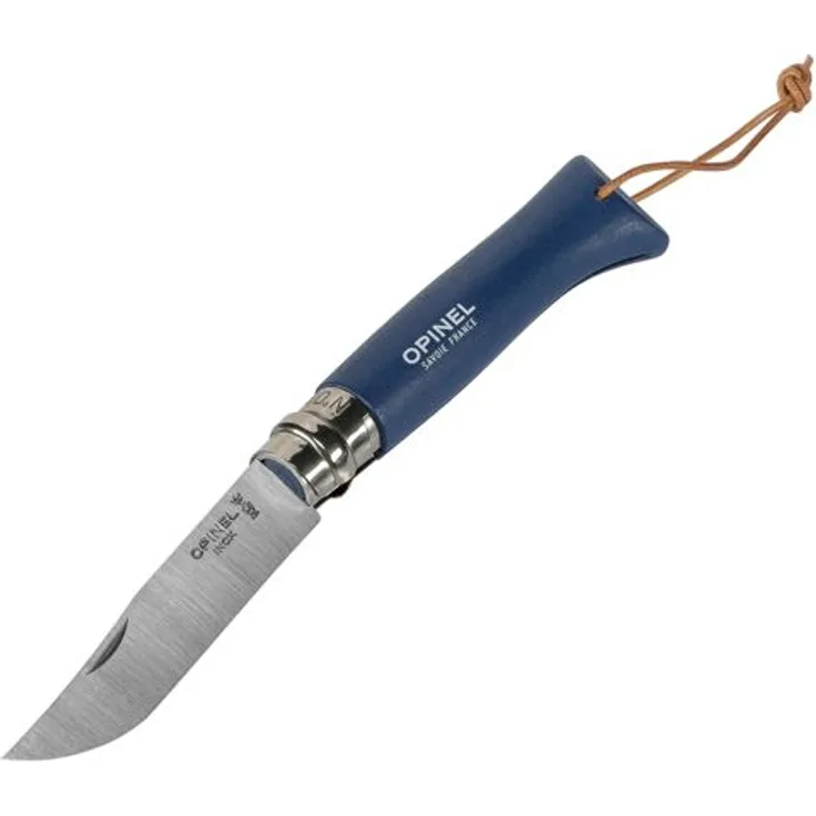 Opinel Taschenmesser No. 08 inkl. Kunstlederetui, blau