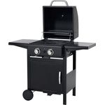 Tepro Gasgrill Mayfield Grillwagen 2-Edelstahlbrenner mit je 3 kW, 40,5 x 44,5 cm Grillfläche, Piezo-Zündung, mit Thermometer, Warmhaltefläche