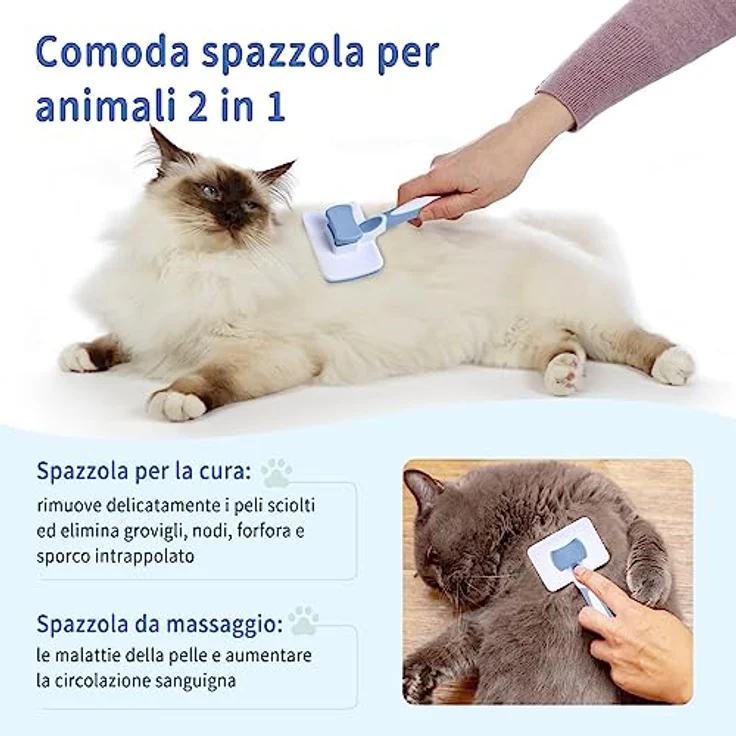 Vinabo Hundebürste, Katzenbürste, Haustier Selbstreinigend Zupfbürste Entfernt Unterwolle, Hundebürsten für Unterwolle,Haar Entferner Haustierbürste für Langhaarige Kurzhaarige Hunde und Katze, Blau – Bild 5
