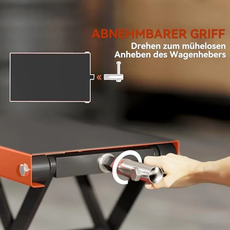 HOMCOM Motorradhebebühne 500 kg, höhenverstellbar von 135-390 mm, mit rutschfester Plattform und 360° drehbaren Rädern, für Garage & Außenbereiche – Bild 8
