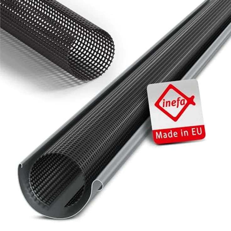 INEFA Laubschutzgitter, 2m für Dachrinnen 100-125mm, Schwarz, UV-beständig aus Kunststoff – Bild 1