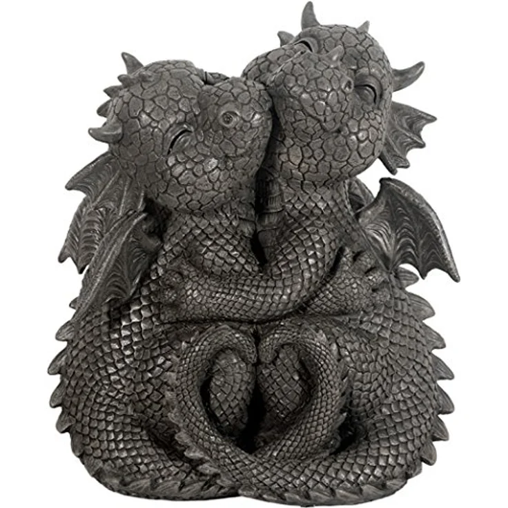 MystiCalls Gartenfigur Gartendrache - Modell kuschelnd - Fantasy Figur Deko Drache Garten – Bild 2