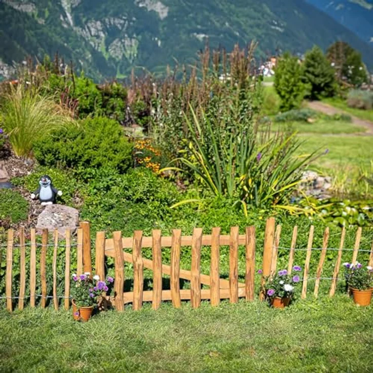 BooGardi Gartentor Staketentor imprägniert, 50x100cm, Lattenabstand 3-5cm, Haselnuss-Holz, braun, inkl. Zubehör in Schwarz – Bild 6