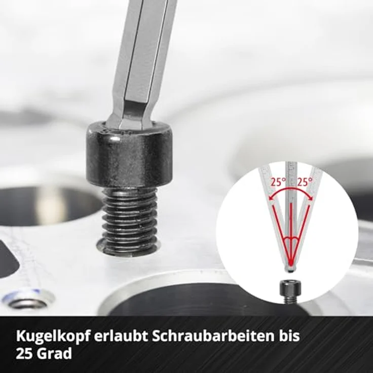 Einhell T-Griff-Schraubendreher-Set 6-tlg., CrV-Stahl, Kugelkopf, 90°-Klinge, Innensechskantschrauben für Maschinen- & Fahrzeugmontage – Bild 5