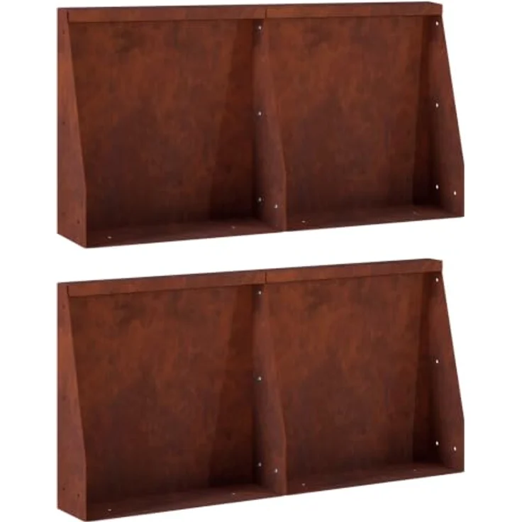 vidaXL Beetumrandung Stützmauer, 4 Stück, 40 x 12 x 30 cm, wetterfest aus Stahl in Rostoptik, modulares Design für flexible Erweiterungen – Bild 1