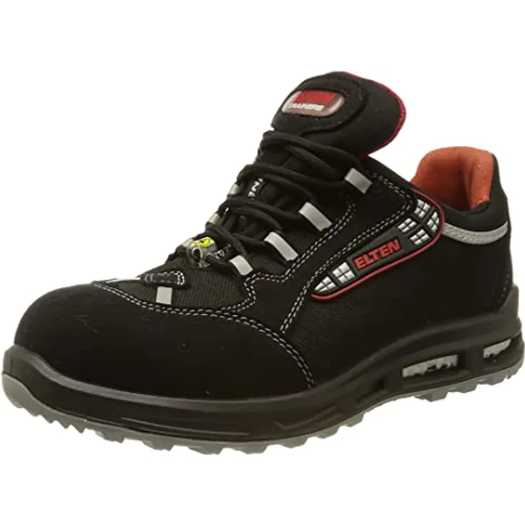 ELTEN Sicherheitsschuhe SENEX XXT ESD S3, Damen und Herren, Textil, Kunststoffkappe (leichter als Stahlkappe), leicht, sportlich, Schwarz/Rot, Größe: 37