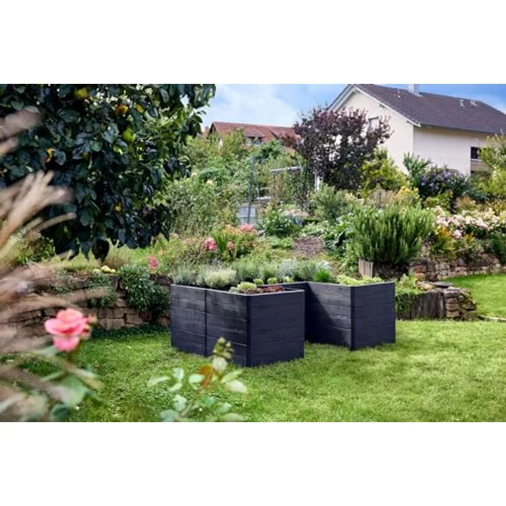 Garantia Ergo Quadro U L 75 Hochbeet Wood, inkl. Flora Wassersparsystem - Blumentopf, Große Anbaufläche, langlebig, einfache Montage - Garten Hochbeet – Bild 5