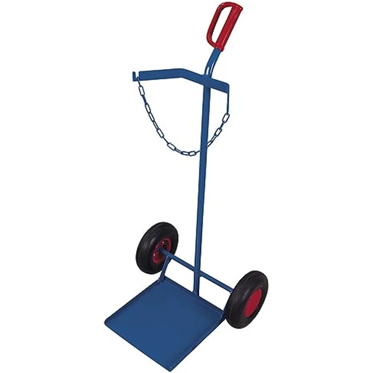 VARIOFIT Stahlflaschenkarre für 33kg Propangasflasche, 100kg Tragkraft, luftbereift, enzianblau – Bild 1