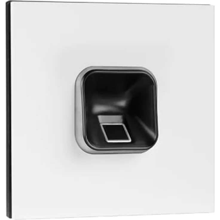 EKEY 204716 sLine Fingerprintset, Biometrische Zutrittslösung für Gira 106 Sprechanlagenmodul in Verkehrsweiß, Schwarzer Fingerprint, 0,4 W, 12-24 V, bis zu 100 Benutzer erweiterbar