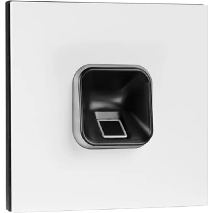 EKEY 204716 sLine Fingerprintset, Biometrische Zutrittslösung für Gira 106 Sprechanlagenmodul in Verkehrsweiß, Schwarzer Fingerprint, 0,4 W, 12-24 V, bis zu 100 Benutzer erweiterbar – Bild 1
