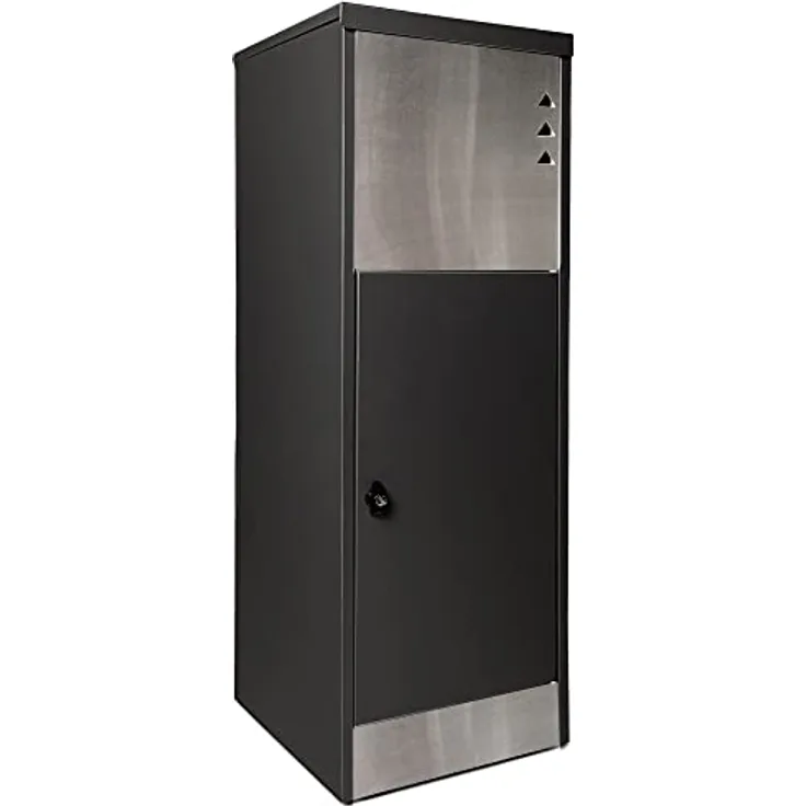Ondis24 Korona Paketbox XL Postbox für Pakete, Päckchen, Warensendungen und Briefe mit Paketsafe, galvanisiert, mit Gasdruckfedern (118 cm, Grau) (Edelstahlfront)
