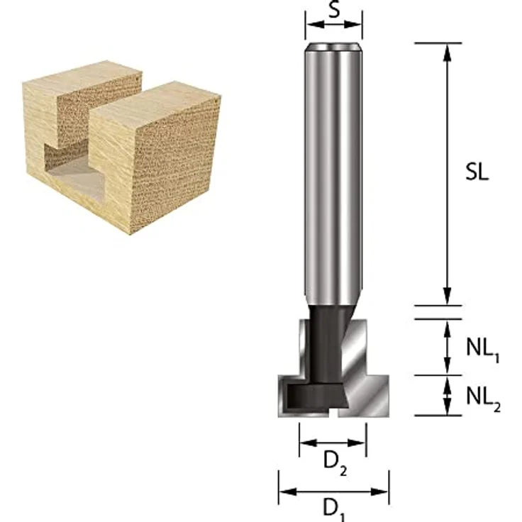 ENT 09055 5-tlg. HW T-Nutfräser-Set, optimiert für M5-M12 Sechskantschrauben, Schaftdurchmesser 8 mm, in transparenter Kunststoffbox – Bild 2
