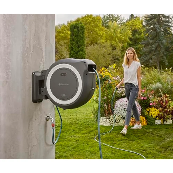 GARDENA Schlauchtrommel Wandschlauchbox Power Roll XL mit Akku-Technologie, automatisches Aufwickeln – Bild 8